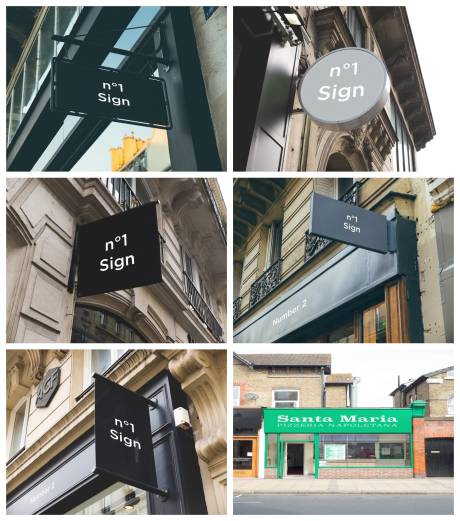 源文件下载【享设计】搜索编号：53540029105886486【店招导视牌海报样机】