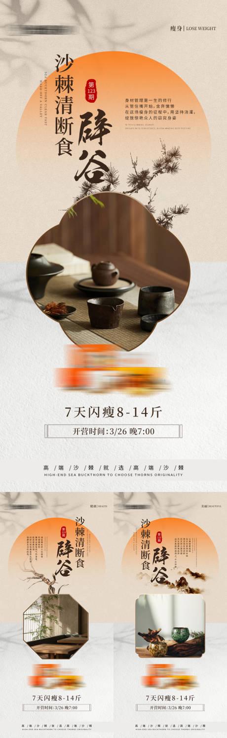源文件下载【中式辟谷养生宣传系列海报】编号：86090029713681401