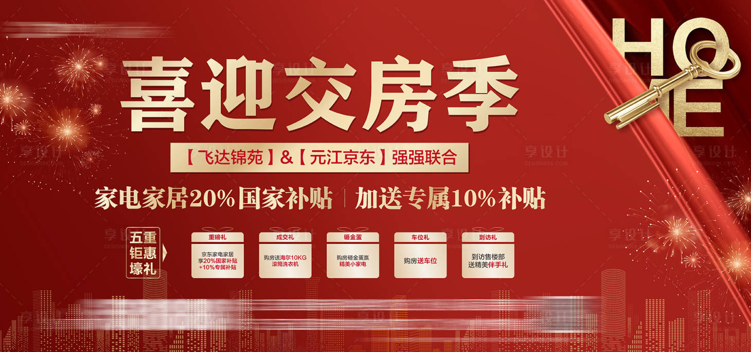 源文件下載【享設計】搜索編號：30230029322043362【房地產交房背景板】