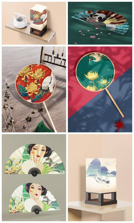 扇子折扇圆扇样机