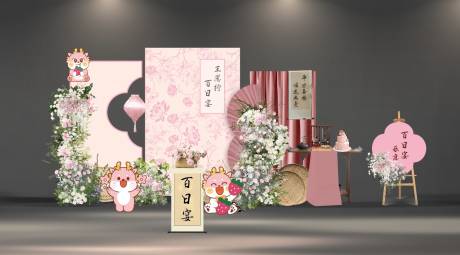 源文件下载【粉色周岁宴美陈】编号：24450029741489654