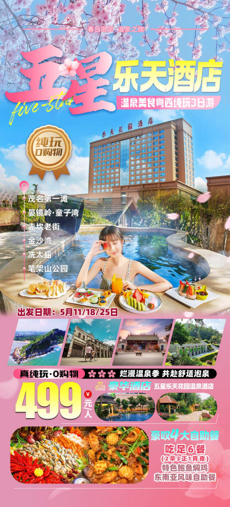 源文件下载【五星乐天温泉旅游海报】编号：99690029422851984