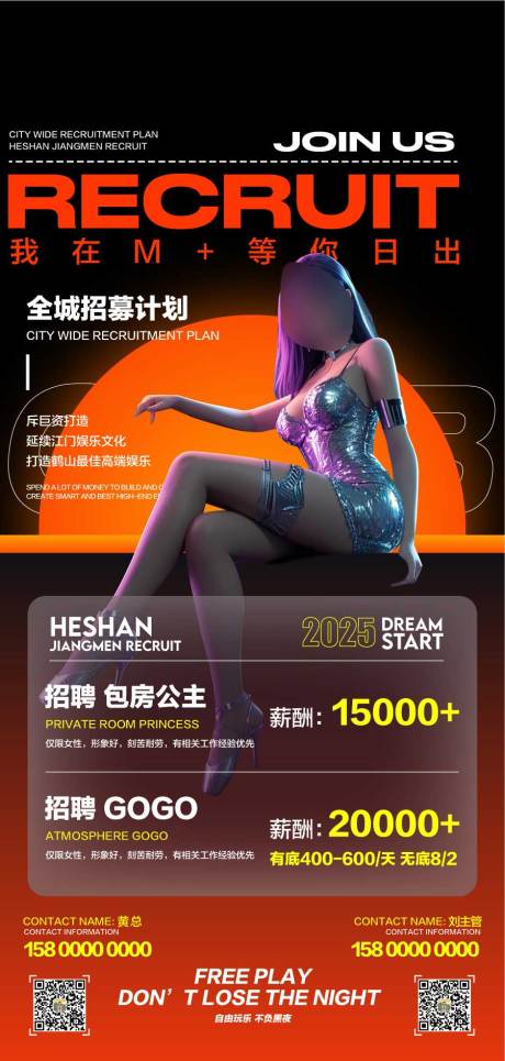 夜店招聘海报