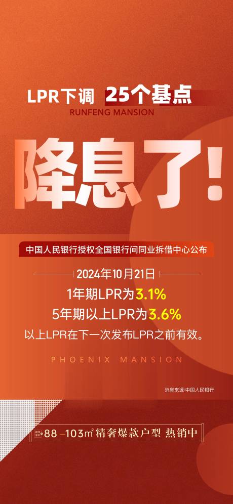 源文件下载【海报广告海报降息】编号：64030029706086311