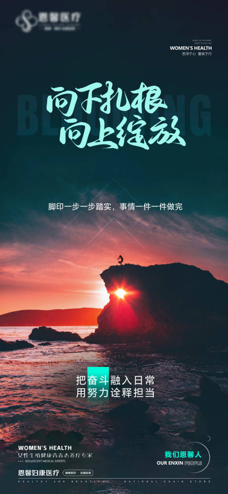 源文件下载【向下扎根向上绽放海报】编号：60600029484138171