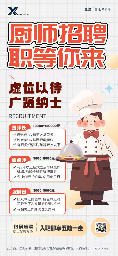 源文件下载【厨师招聘海报】编号：57250029309133108