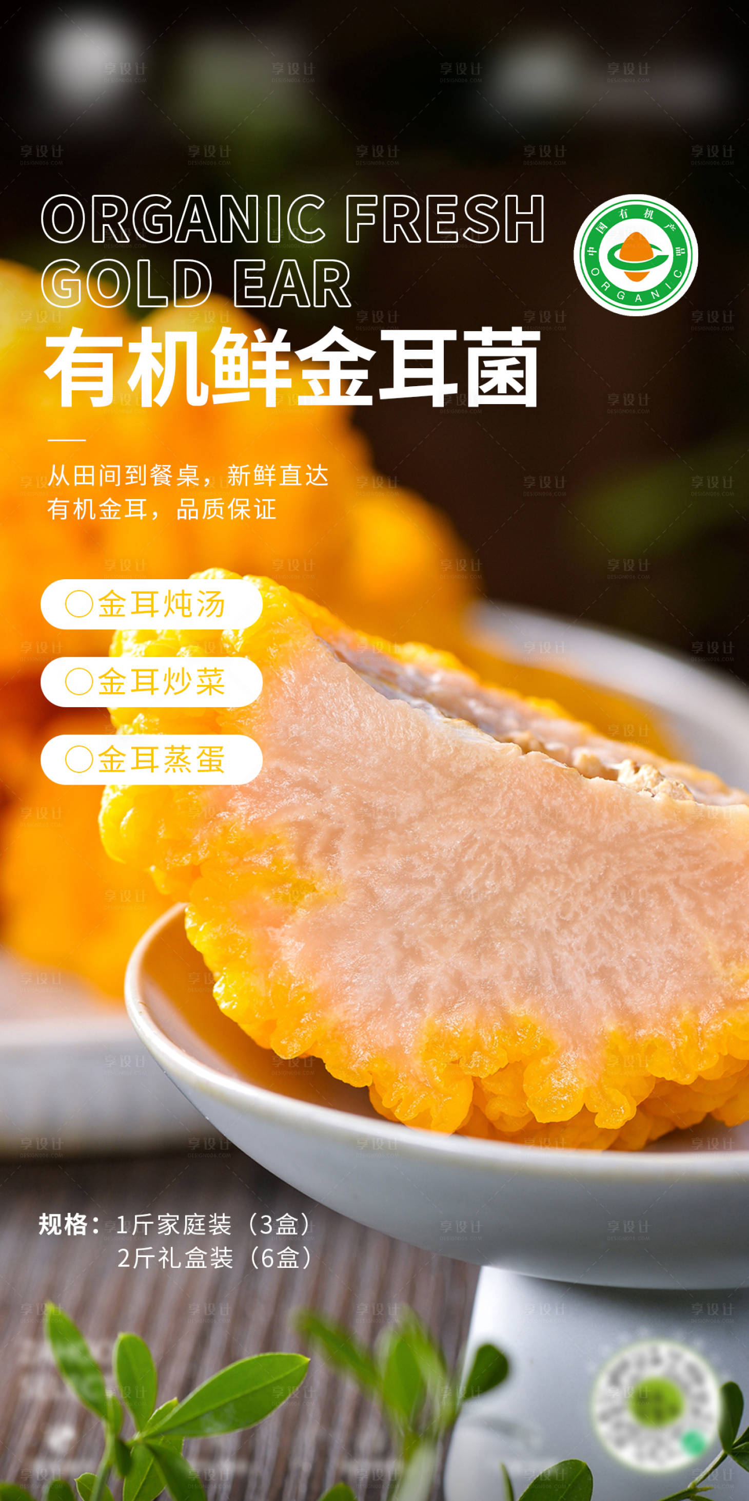 源文件下载【摄影图有机新鲜金耳海报】编号：14510029159775857