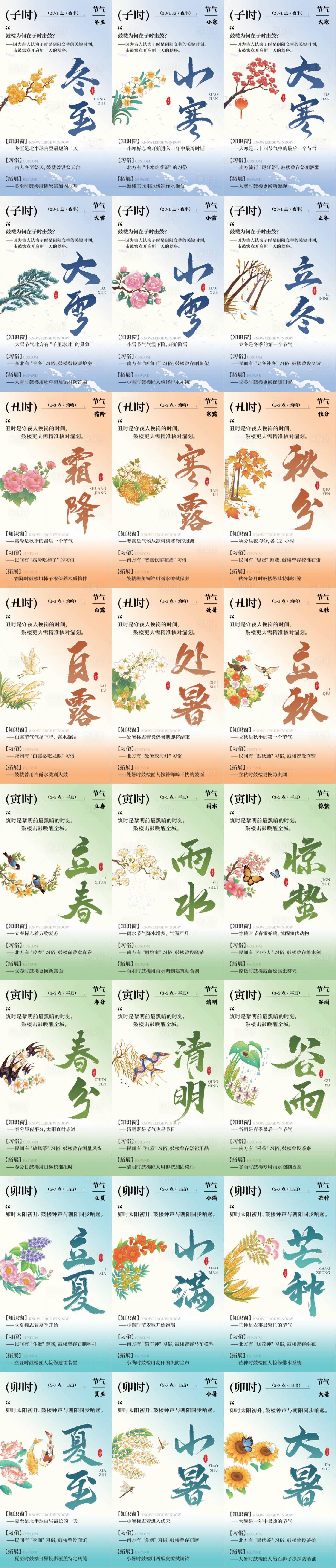 源文件下載【享設(shè)計(jì)】搜索編號(hào)：17440029606803429【鼓樓時(shí)辰24節(jié)氣卡片系列海報(bào)】