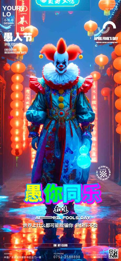 源文件下载【享设计】搜索编号：26310029831205086【酒吧KTV愚人节小丑海报】