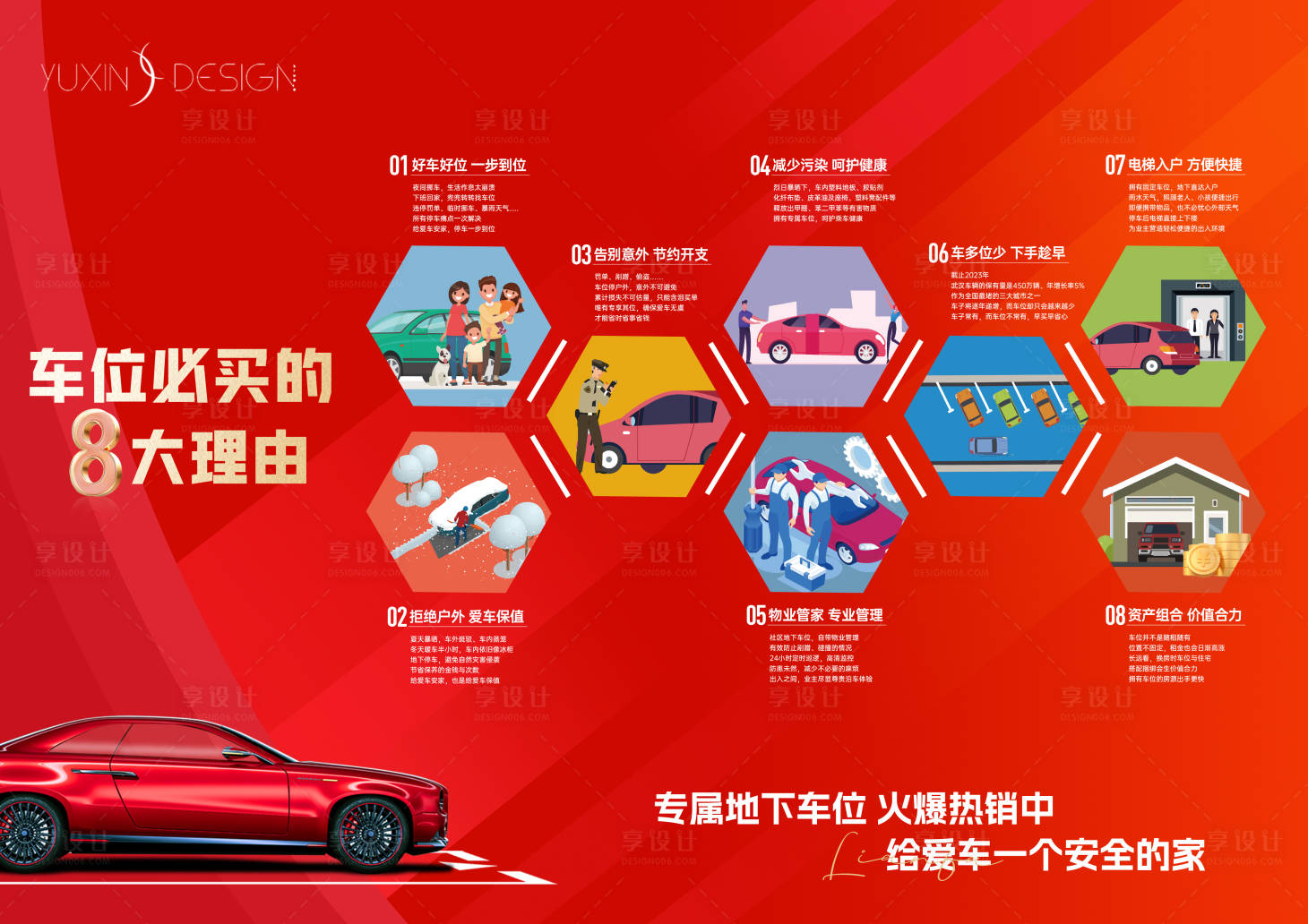 源文件下載【享設計】搜索編號：95960029695862216【地產車位8大理由價值點背景板】