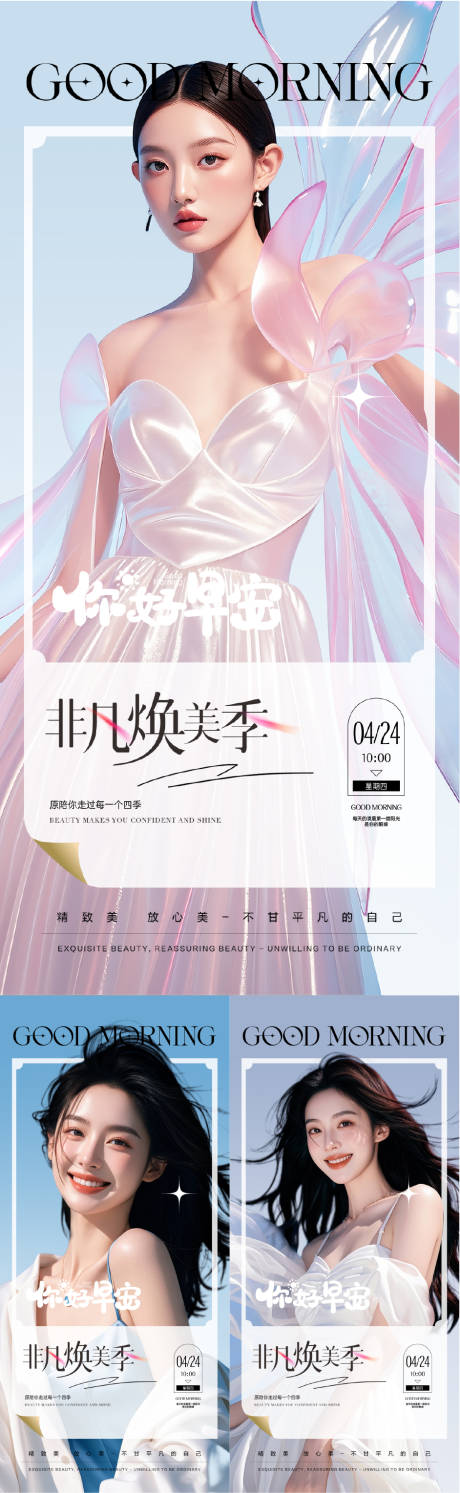 源文件下载【享设计】搜索编号：33510029239338228【医美时尚宣传早安图海报】