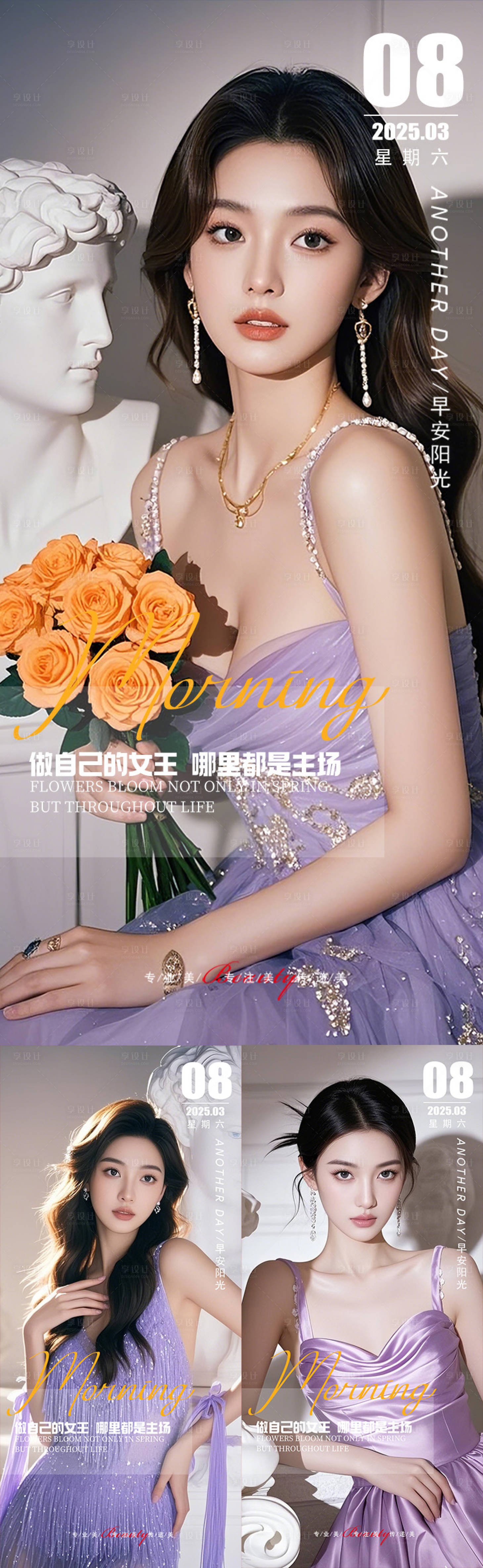 源文件下载【享设计】搜索编号：23410029210242925【医美早安人物系列海报】