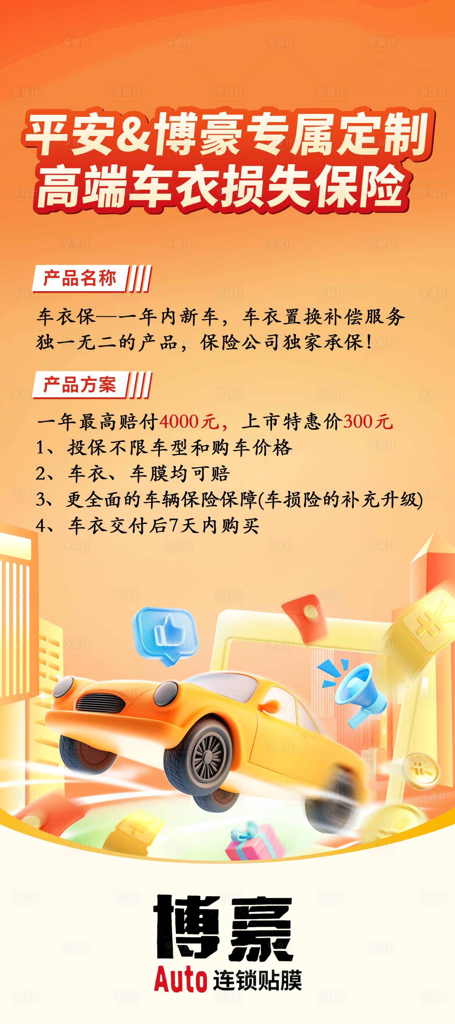 源文件下载【汽车保险展架】编号：92620029784617467