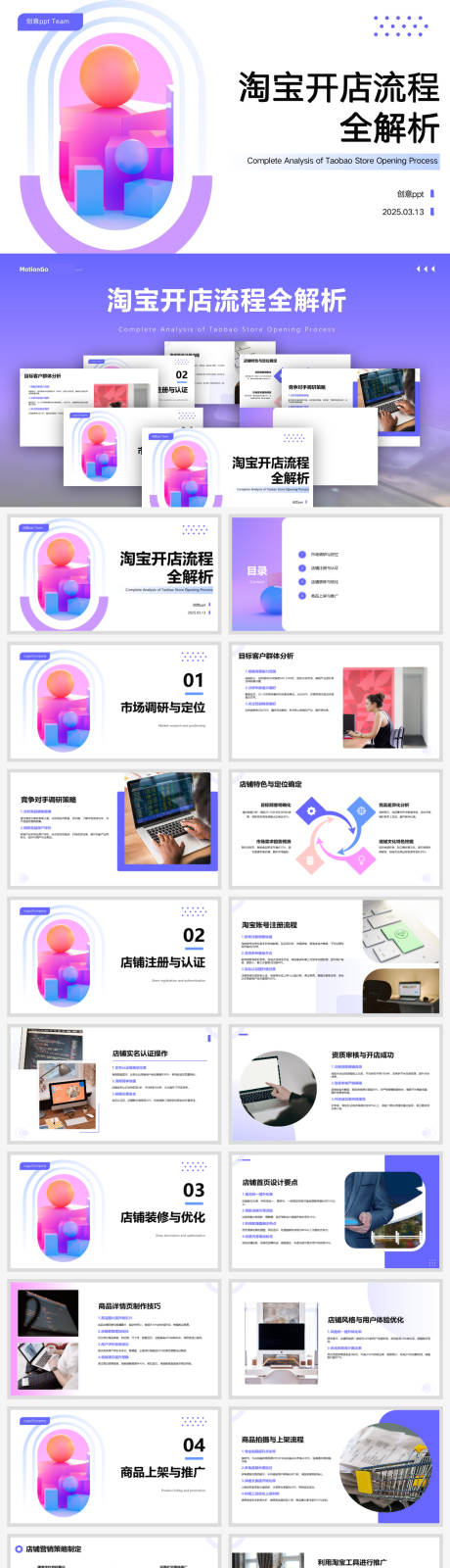 源文件下载【淘宝开店流程全解析ppt汇报】编号：29390029438741224