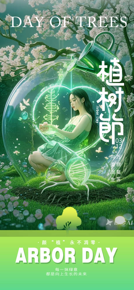 源文件下载【享设计】搜索编号：61560029251555154【唯美医美植树节海报】
