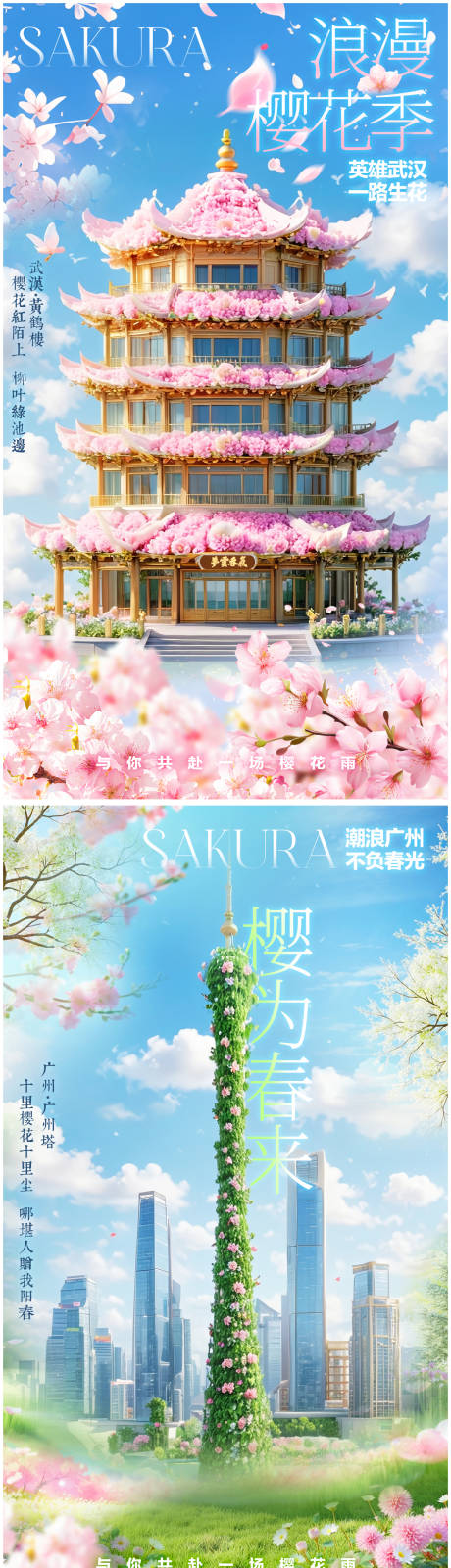 源文件下載【享設計】搜索編號：92520029667758829【城市櫻花立體風海報】