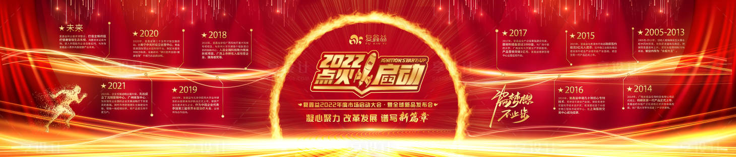 源文件下載【享設計】搜索編號：23290029814013029【紅色火焰公司品牌歷程背景板】