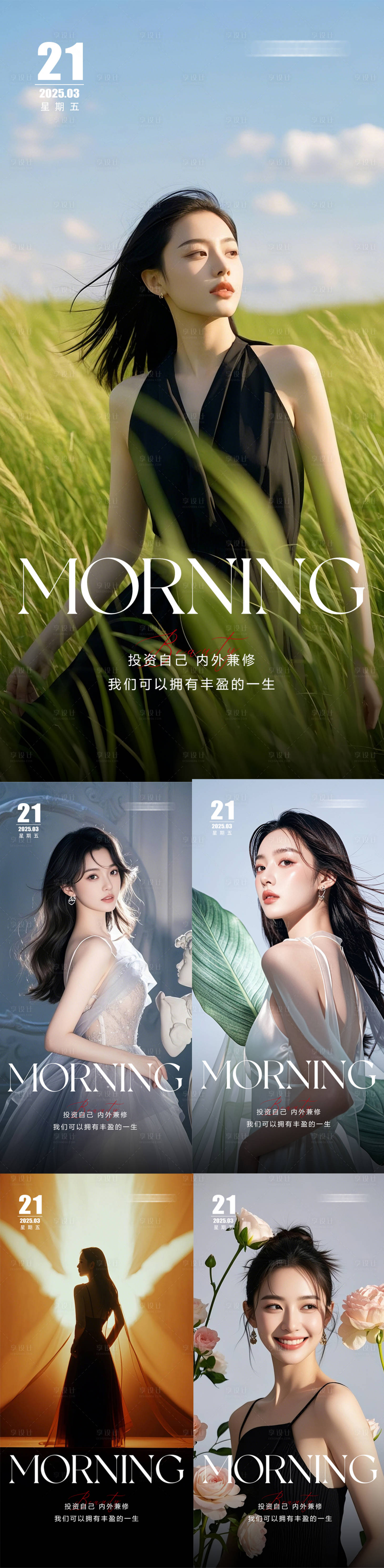 源文件下载【享设计】搜索编号：43140029656932428【美业早安系列海报】