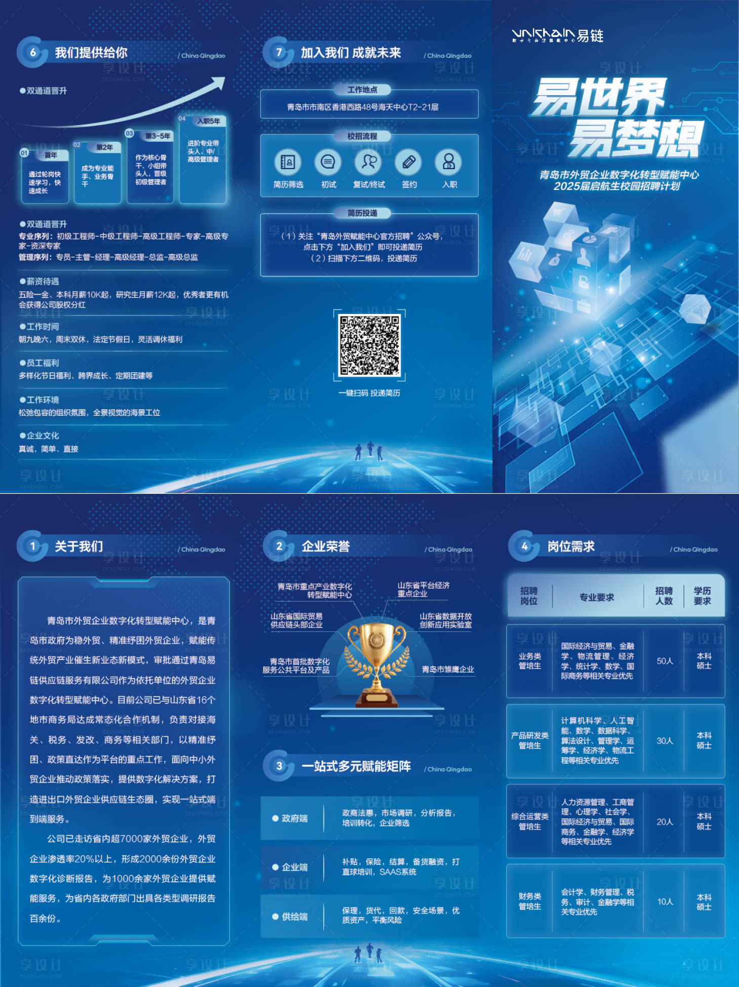 源文件下載【享設計】搜索編號：85550029400414394【校園招聘計劃科技感三折頁】