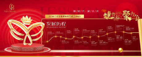 源文件下载【享设计】搜索编号：13120029859188940【红色医美品牌大会历程展板】