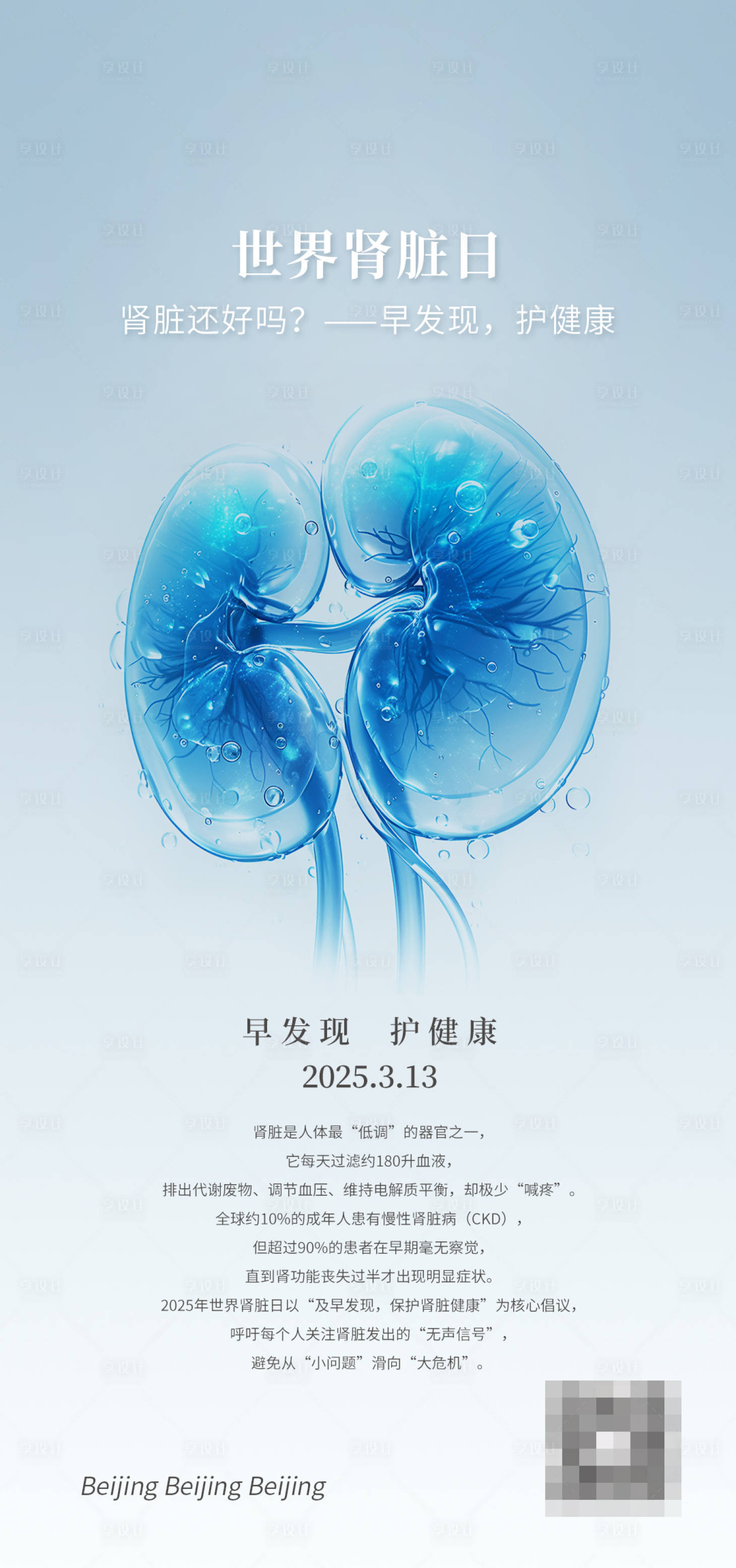 源文件下载【世界肾脏日节日移动端海报】编号：76980029327535458