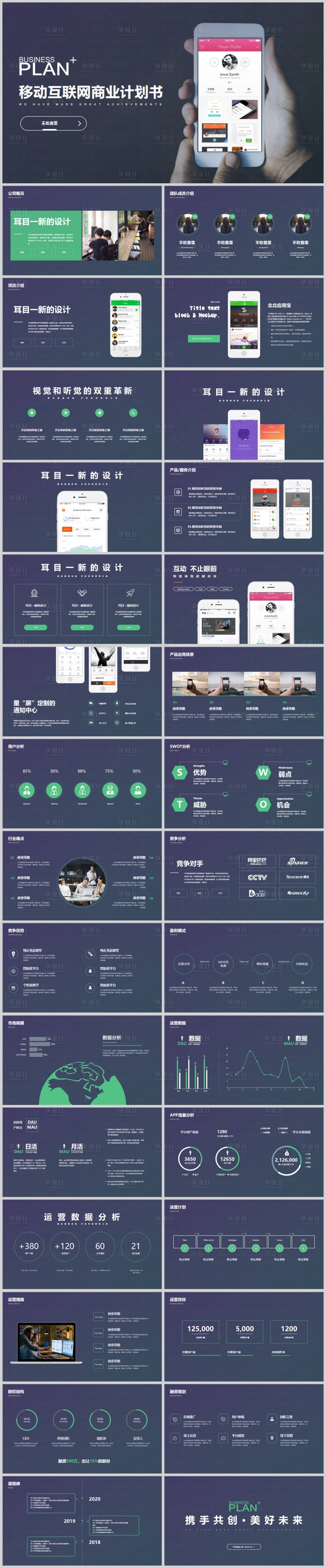 源文件下载【高端商务风移动互联网项目商业计划书】编号：51330029208709817