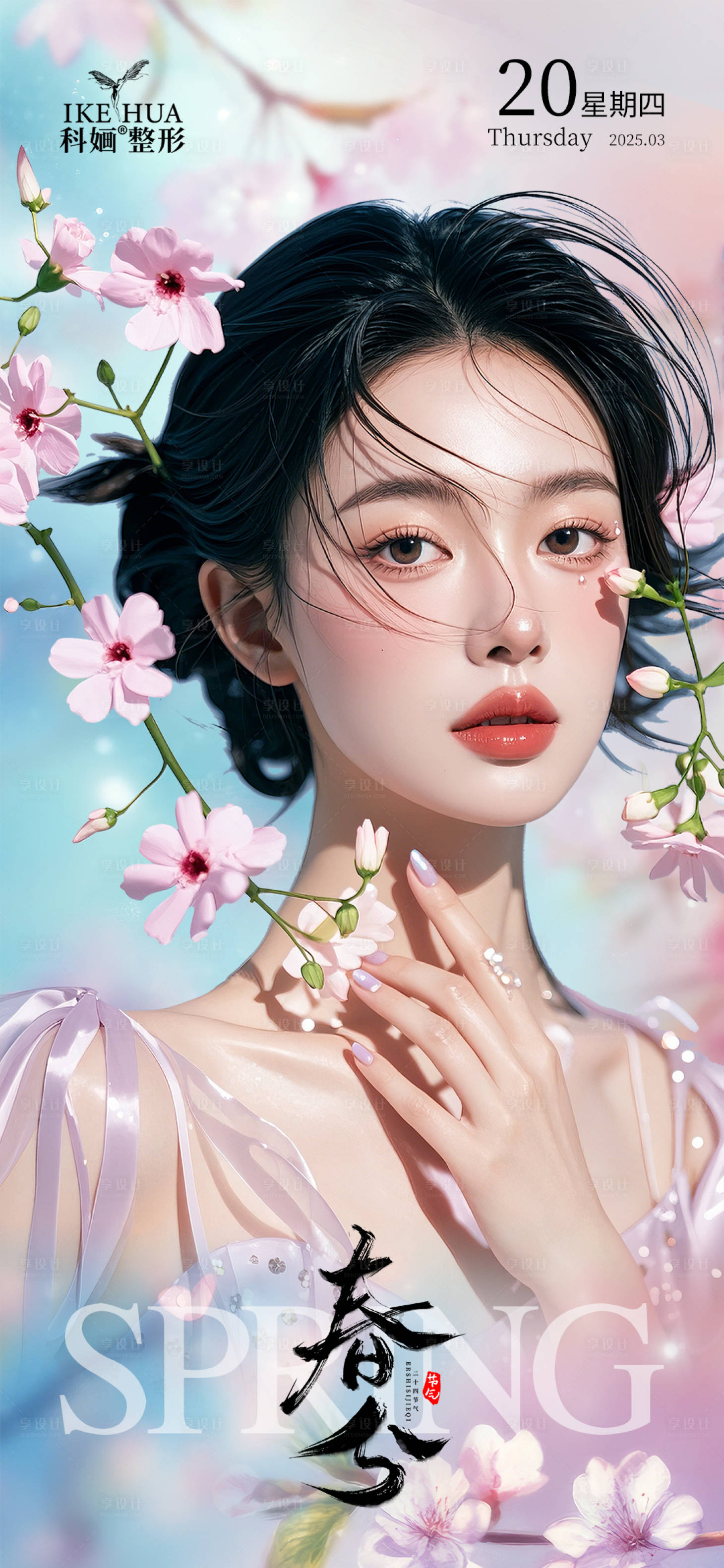 源文件下載【享設計】搜索編號：11180029373992750【醫美春分海報】