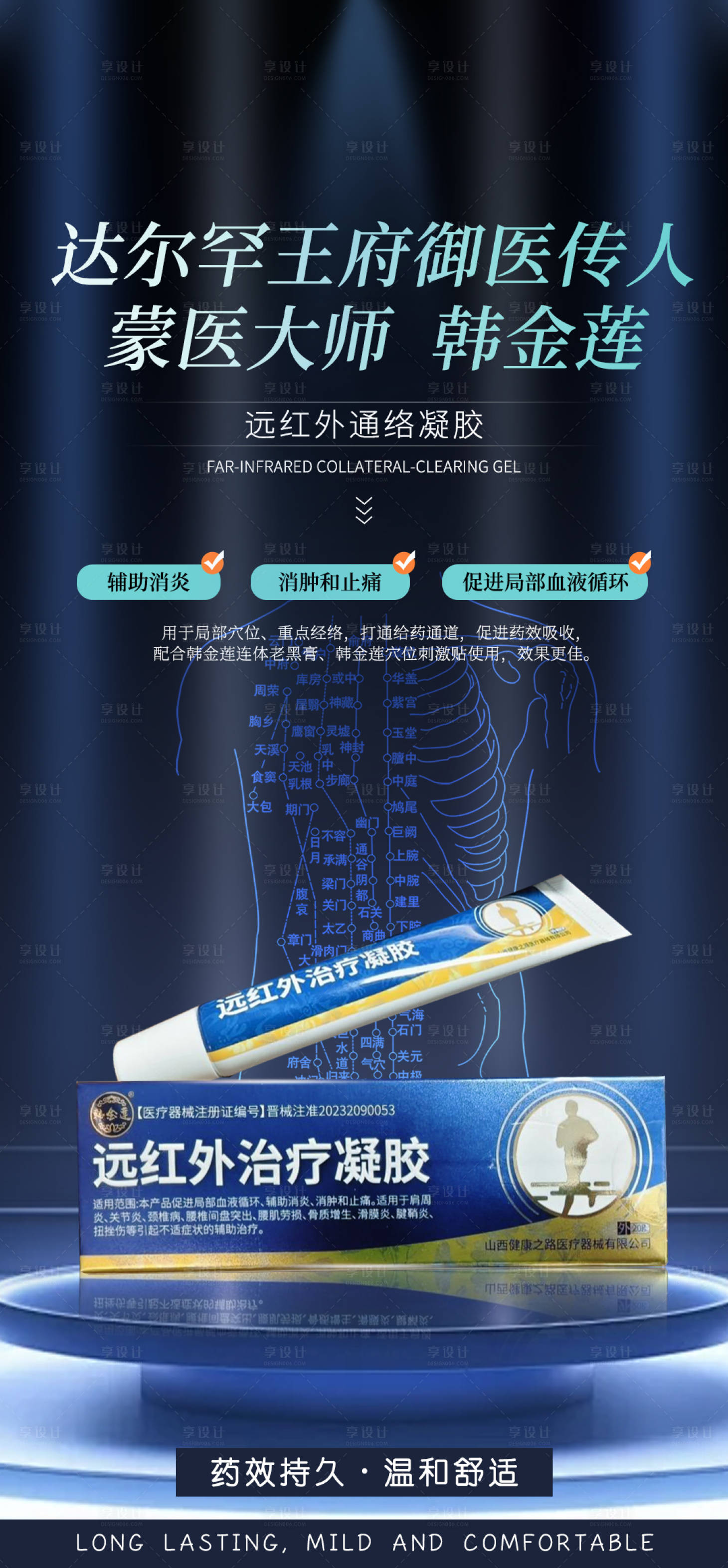 源文件下载【享设计】搜索编号：43060029598052749【远红外通络凝胶腰痛腰椎产品海报】