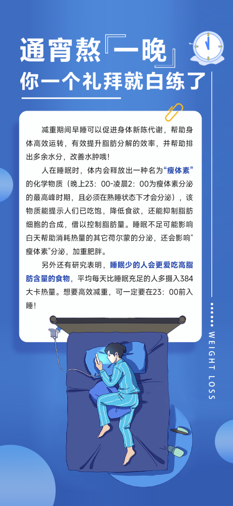 源文件下载【享设计】搜索编号：65580029865287134【减肥知识科普熬夜与减肥】