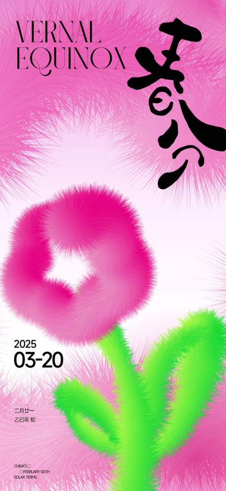 春分毛绒绒节气海报