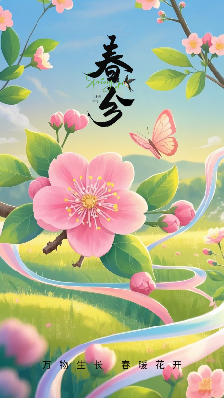 源文件下载【春分节气插画海报】编号：88790029399832857