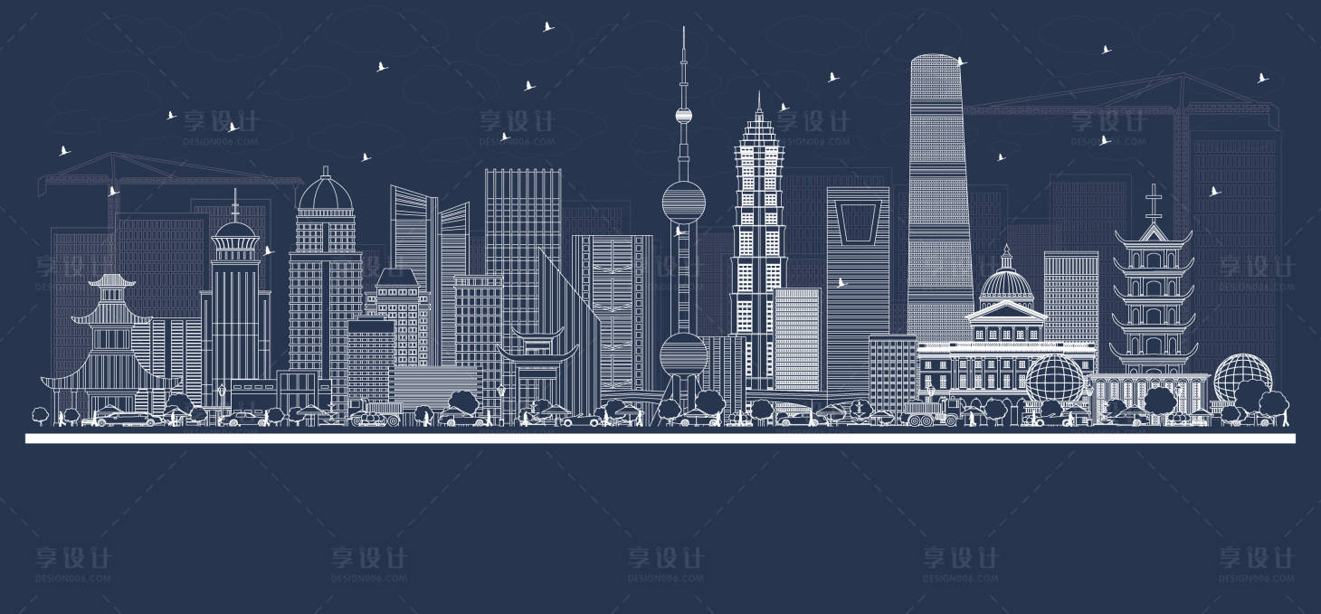源文件下载【上海建筑地标系列线稿】编号：31470029796439702