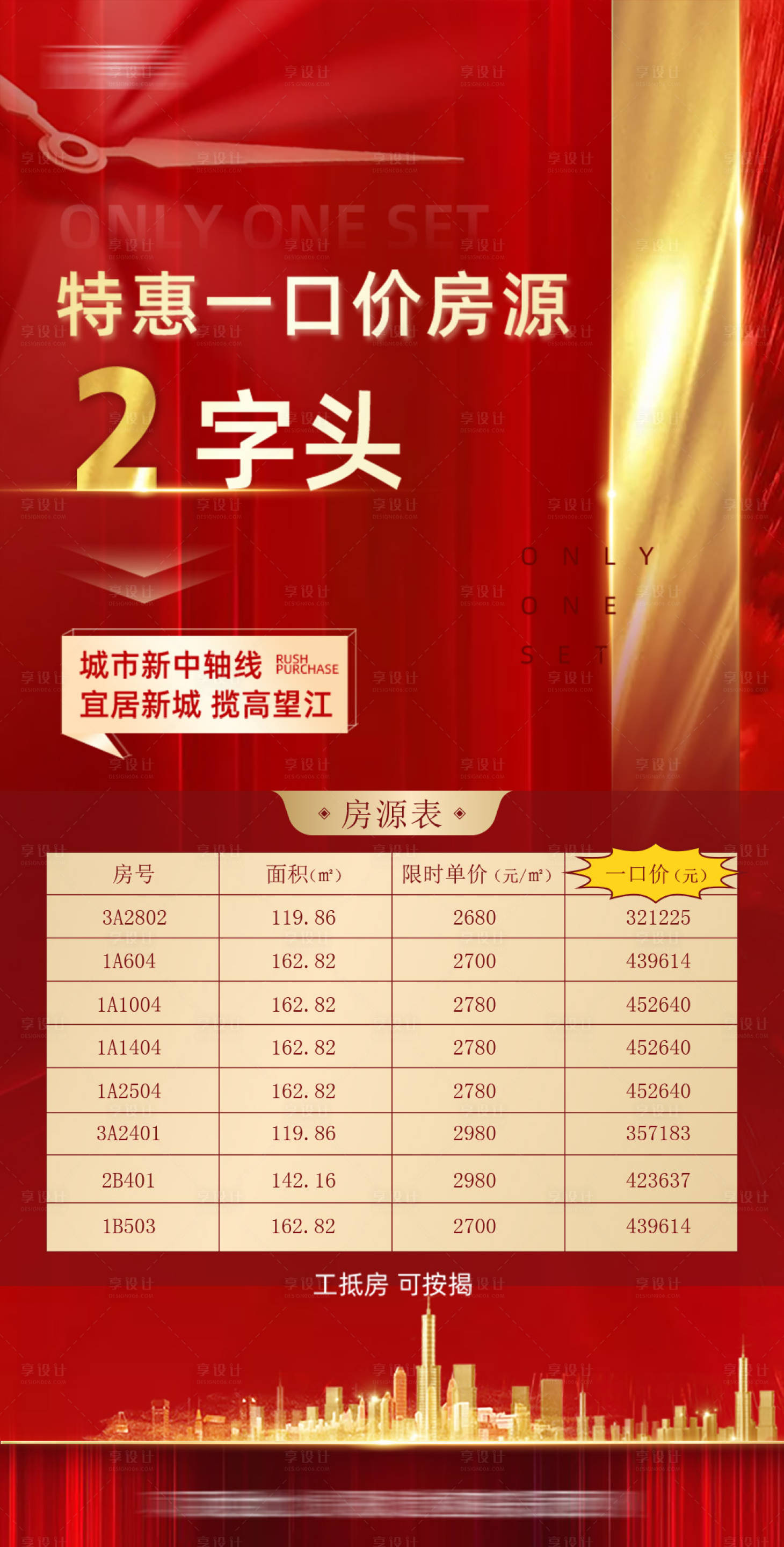 源文件下載【享設計】搜索編號：19050029100893252【地產工抵房一口價海報】