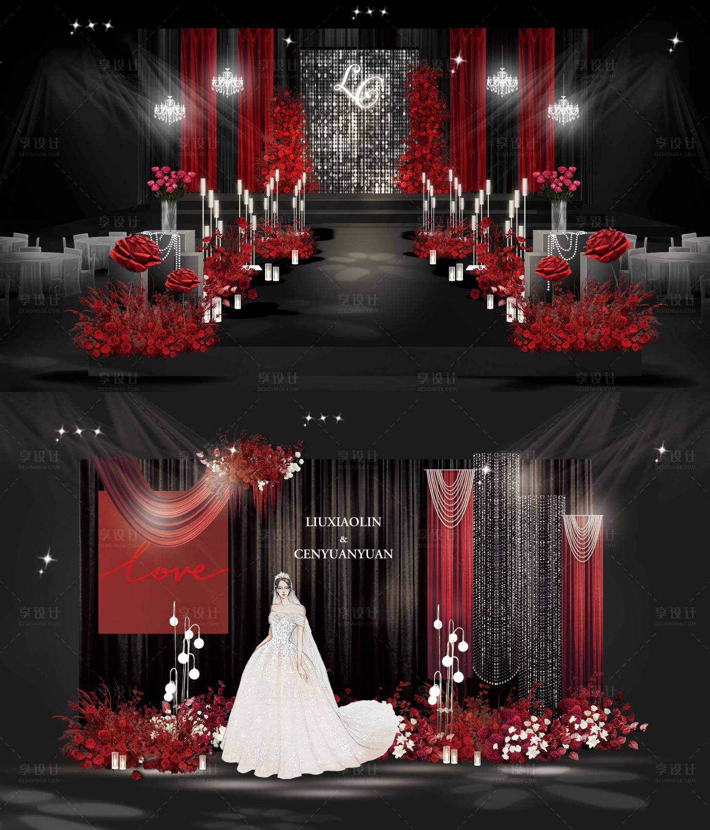 源文件下載【享設(shè)計(jì)】搜索編號(hào)：64820029380142421【紅色暗黑玫瑰婚禮活動(dòng)美陳】