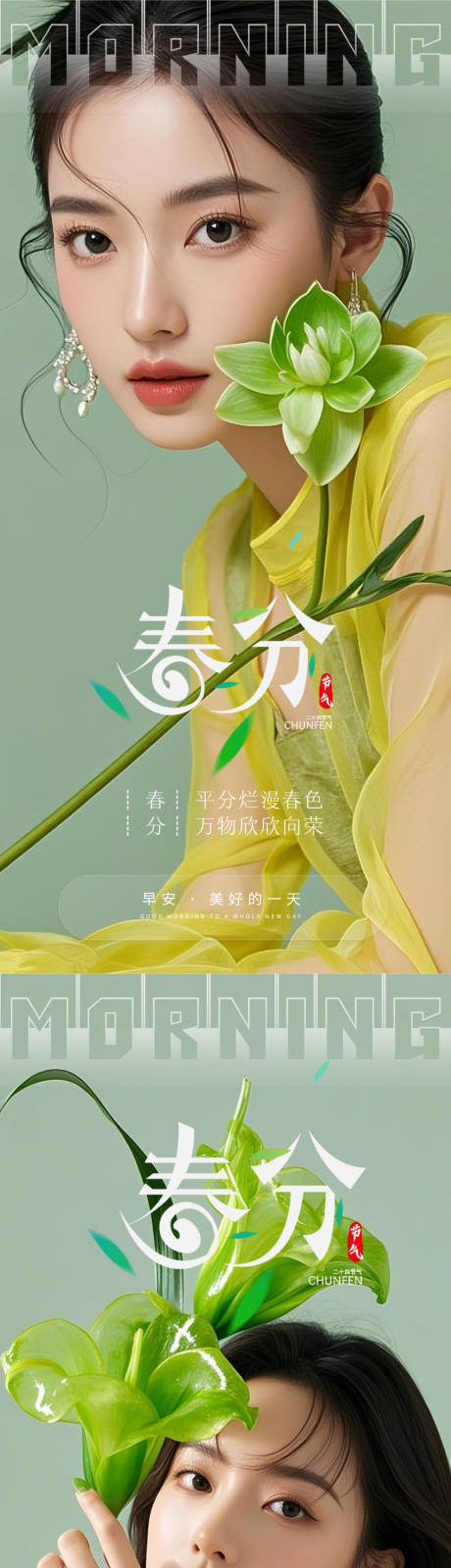 源文件下载【享设计】搜索编号：25320029521115145【医美早安春分海报】