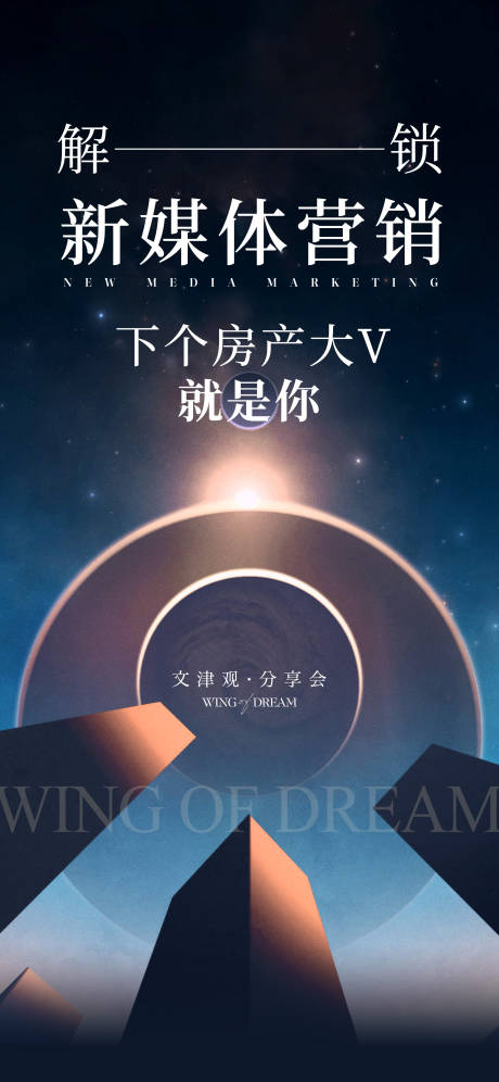 源文件下载【享设计】搜索编号：80430029183185858【地产新媒体营销分享会海报】