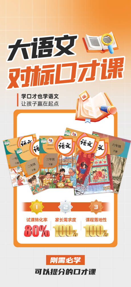 源文件下載【享設計】搜索編號：98340029628473177【教培大語文對標口才課宣傳海報】