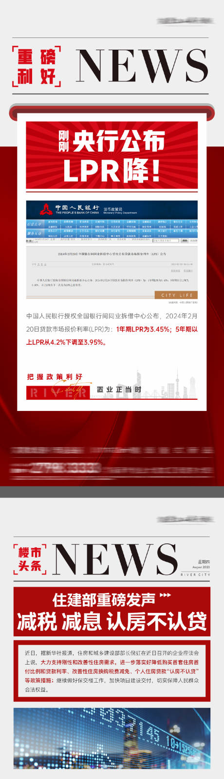 房地产重磅利好重大新政发布报纸海报