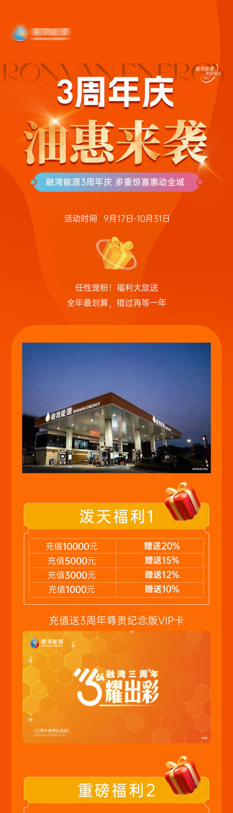加油站油价活动长图