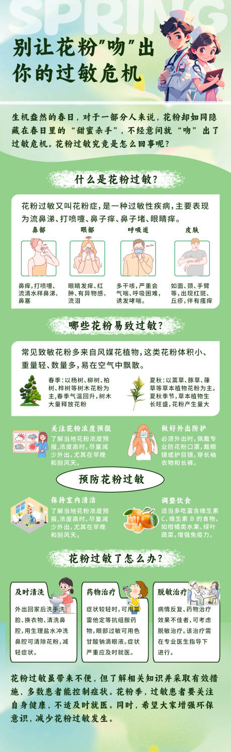 源文件下载【享设计】搜索编号：12920029602343040【花粉过敏科普长图海报】