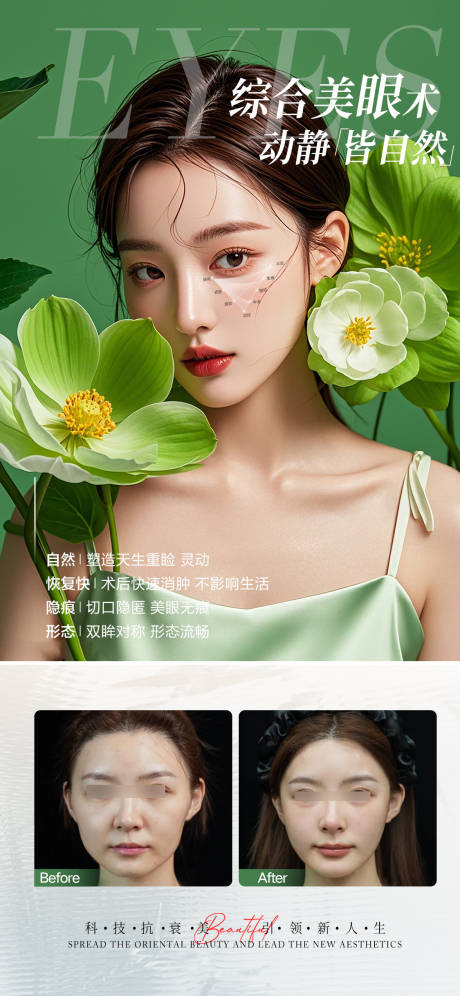 源文件下载【医美春季眼周年轻化抗衰对比海报】编号：71790029327813640