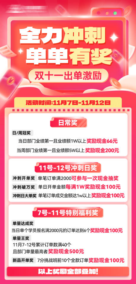 出单激励有奖海报
