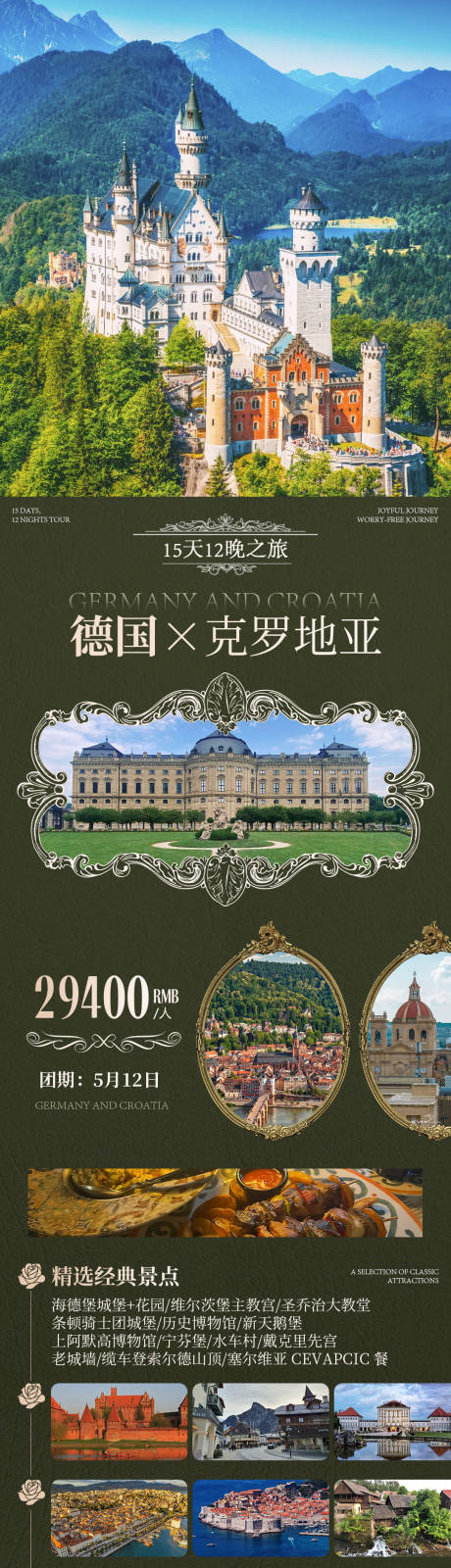 德国克罗地亚欧洲旅游长图海报