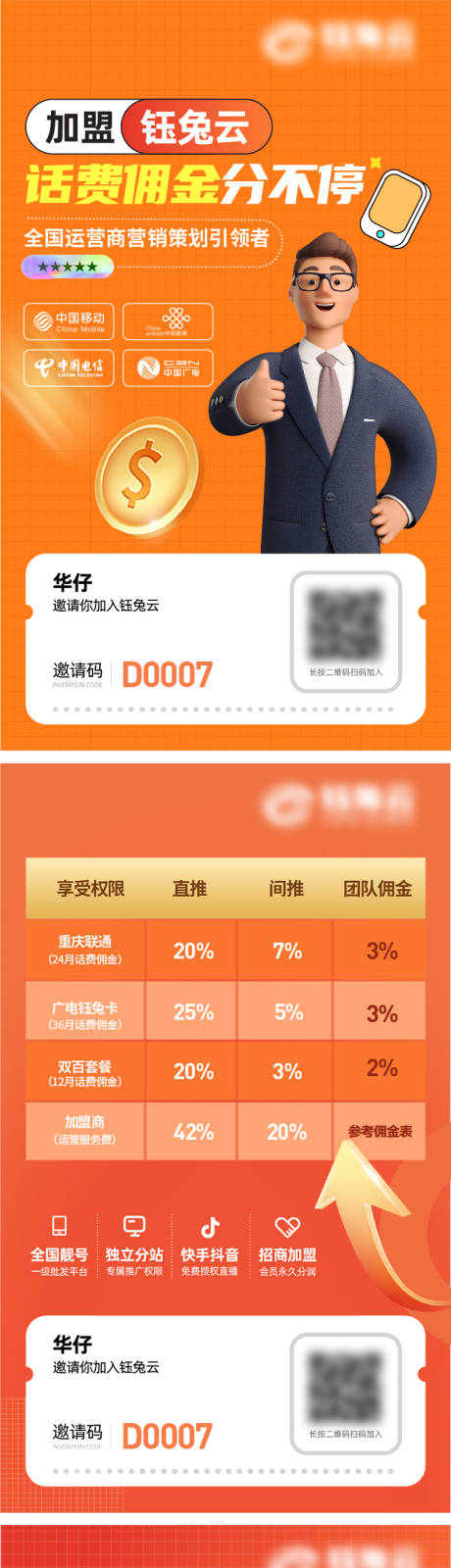 加盟话费佣金促销海报设计模板