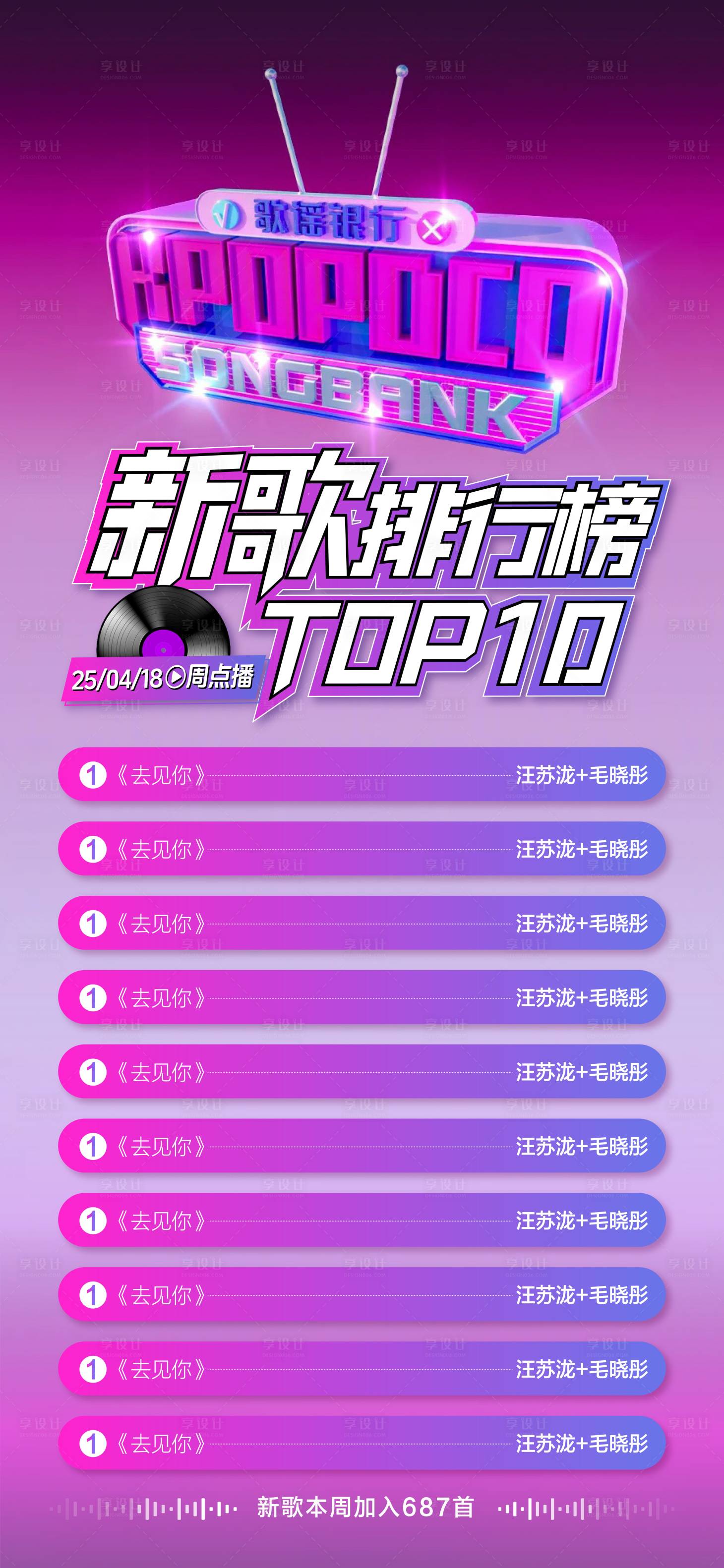 源文件下载【享设计】搜索编号：85590030426607418【新歌排行榜海报】