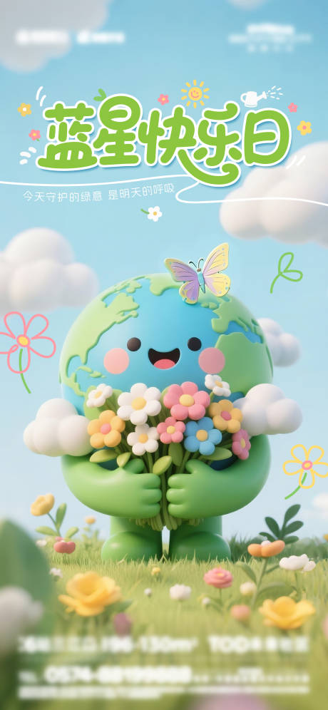 源文件下載【世界地球日3D卡通海報】編號：82850030268452557