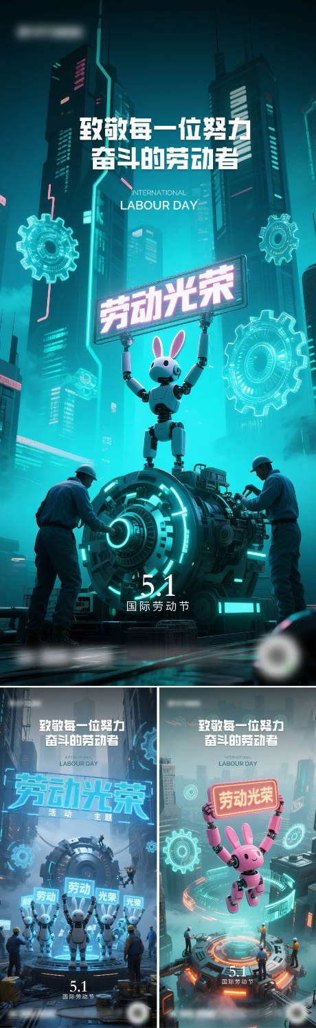 源文件下载【享设计】搜索编号：36440030399435060【五一劳动节假期科幻系列海报】