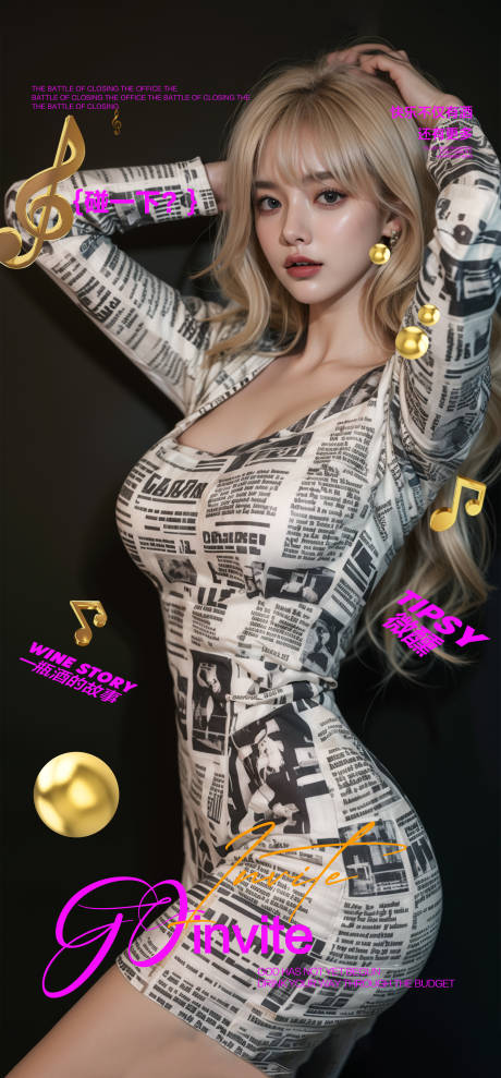源文件下载【享设计】搜索编号：88920030485977868【酒吧ktv美女邀约预定海报】