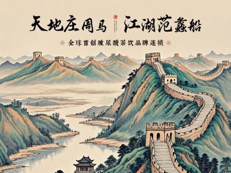 源文件下载【长城大好河山水墨画背景墙】编号：98870030008137246