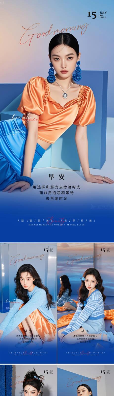 源文件下载【享设计】搜索编号：93830029943432984【医美早安系列人物海报】